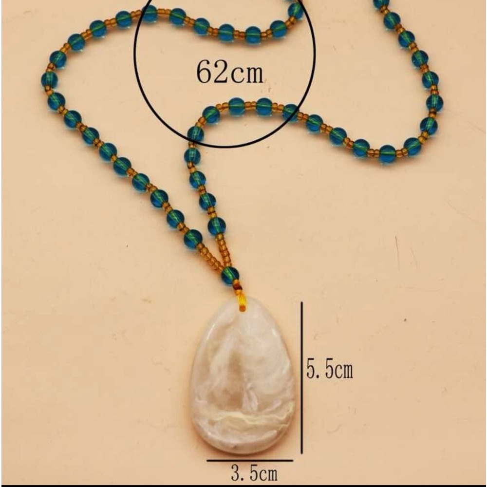 Vintage Natural Honey Yellow Jadeite Jade Gemstone Water Drop Beaded Necklace - Picture 8 of 12